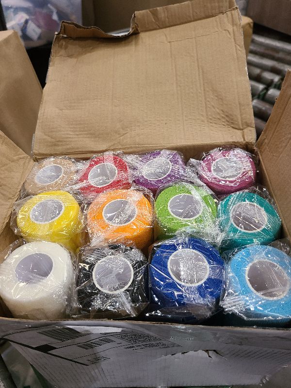 Photo 1 of 24 Rolls Self Adhesive Bandage Wrap, Vet Wrap 4 Inch for Horses Dogs Wounds Care Dressings, Elastic Self Stick Cohesive Bandage Wrap, Wrist, Sports, Ankle Tape Leg Wraps (Mixed)