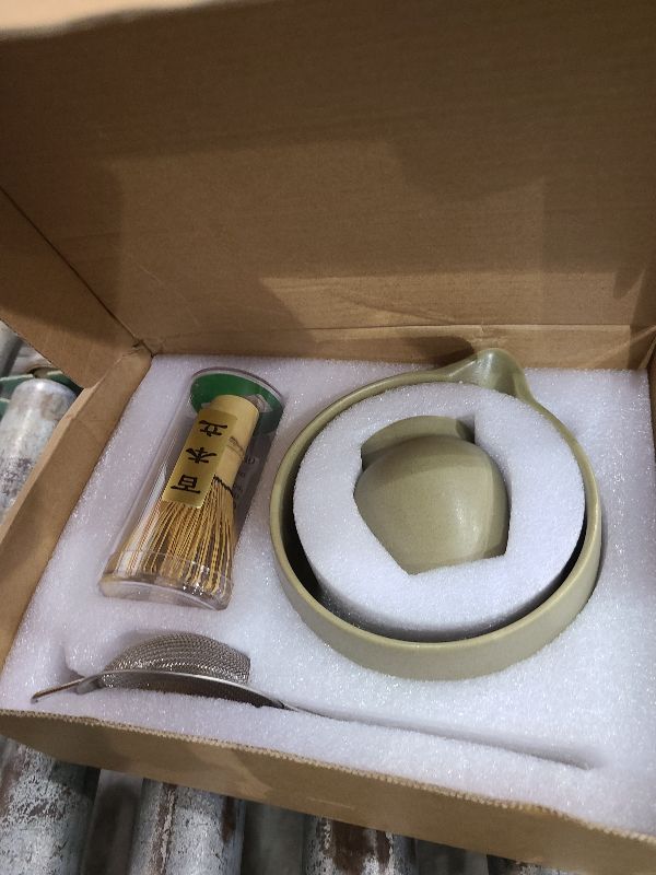 Photo 1 of 20OZ Matcha Whisk Set - 5PCS Japanese Tea Set Includes Matcha Bowl with Spout, Bamboo Whisk with Ceramic Holder, Bamboo Scoop and Sifter, Matcha Kit for Ceremony, Gift for Matcha Lovers (Matcha Green)