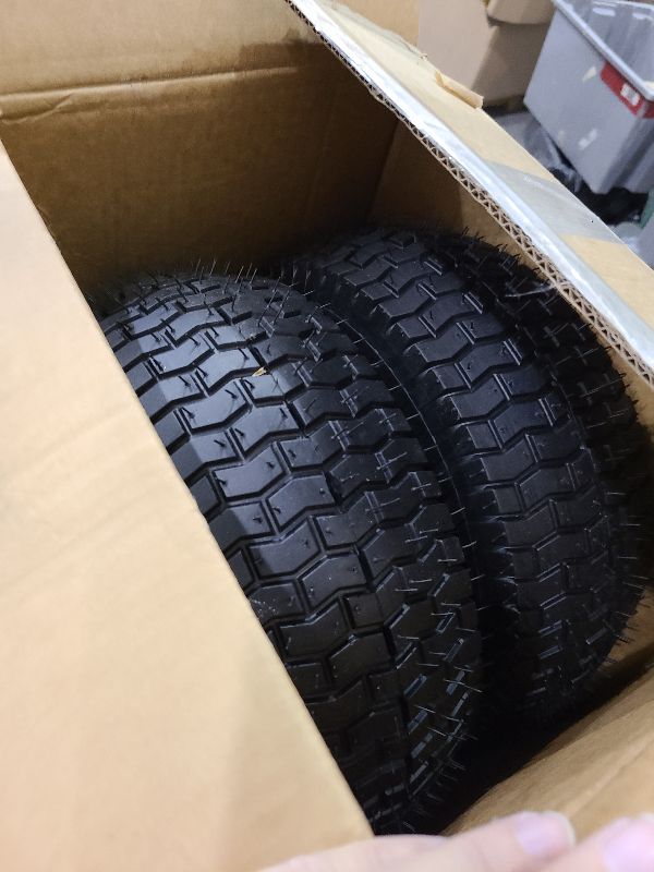 Photo 1 of 13x5.00-6 Tire and Wheel, Set of 2 Rubber Pneumatic Riding Lawn Mower Tires, Heavy Duty Lawn Mower Wheels with 3/4" Bushings and 6.6" Centered Hub, Tractor & Lawnmower Tires