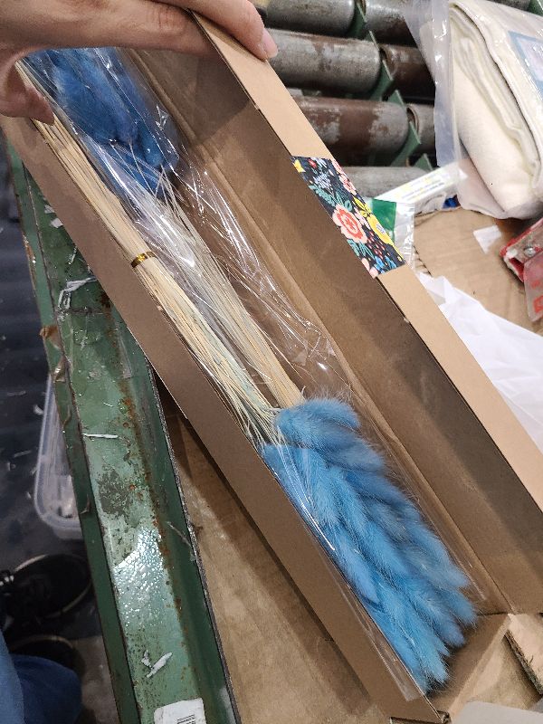 Photo 1 of 120 PCS Blue Dried Pampas Grass Decor, 17-inch Pompas Floral, Dry Flowers for Decoration, Pampas Grass in Bulk Tall, Blue Bunny Tails Dried Flowers for Boho Wedding Decor