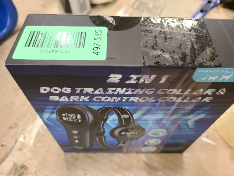 Photo 1 of 2-in-1 Dog Shock Collar & Dog Bark Collar - Smart Anti Barking Dog Training Collar with 5 Adjustable Sensitivity & 3300FT Remote for All Breeds IP67 Waterproof Rechargeable E-Collar (Green)