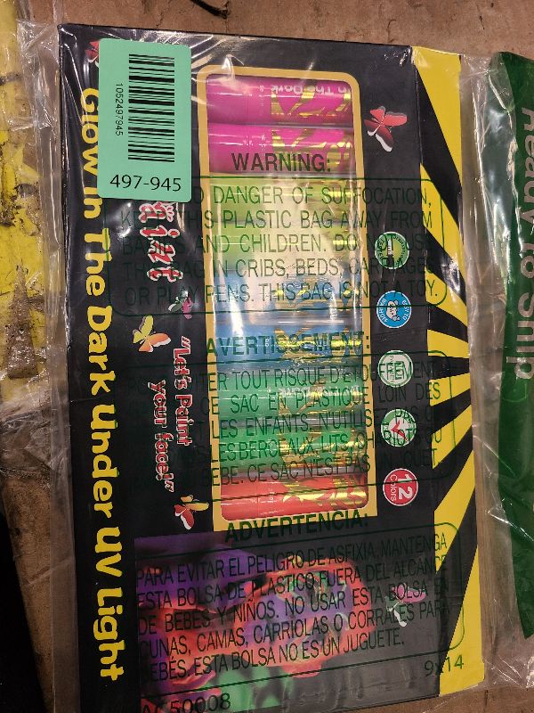 Photo 1 of 12 PCS Glow Face Body Paint, Glow In The Dark Under UV Black Light Sticks Makeup Neon Face Painting Kits for Adult Halloween Festival Accessory Glow Party Supplies