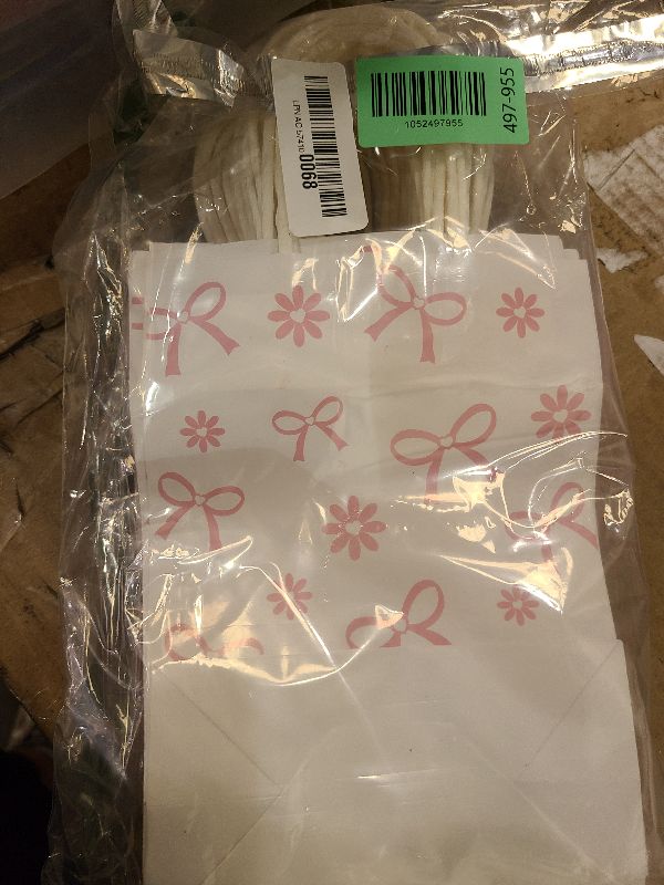 Photo 1 of 24Pcs Pink Bow Flower Party Favor Bags Bow Floral Themed Goodie Bags Candy Bag for Birthday Bachelorette Party Decor Coquette Bows Gift Treat Bag with Handle for Bridal Engagement Baby Shower Supplies