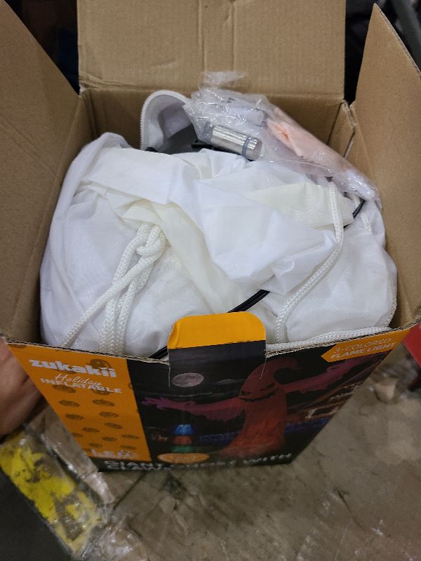 Photo 1 of 12FT Giant Halloween Inflatables Ghost with 3-Colored Flame Rotation LED Lights, Huge Spooky Halloween Decoration Outdoor Large Halloween Blow Up Yard Decorations Tall Blow-ups for Lawn Party (1PCS)