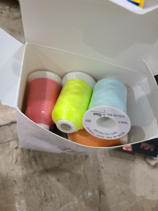Photo 1 of 12 Colors Glow in The Dark Embroidery Thread Colorful Luminary Polyester Machine Accessories 550 Yard Sewing Thread for Embroidery Quilting Sewing Decorations