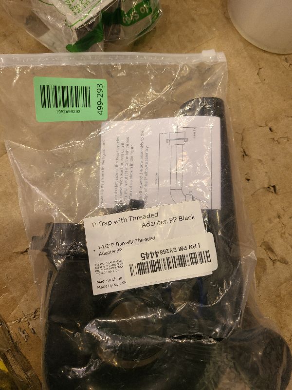 Photo 1 of (1 Pack) Yariwiz Black P Trap 1 1/2 Inch for Bathroom Kitchen Sink Drain Pipe Tubular Kit with Black Threaded Adapter and Blue TPE Washer KSD-001B