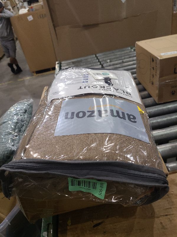 Photo 1 of 100% Blackout Shield Linen Blackout Curtains for Bedroom 108 Inches Long,Back Tab/Rod Pocket Living Room Drapes,Thermal Insulated Textured Blackout Curtains 2 Panels Set,50" W x 108" L,Linen Brown