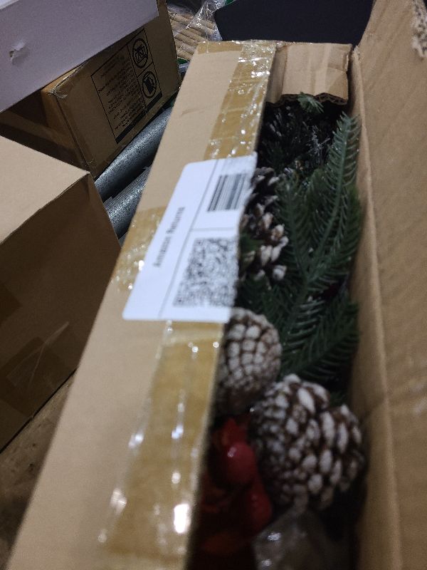 Photo 1 of 2 Pack 24"/2FT Small Christmas Tree with Lights Frosted Norfolk Realistic-Feel Artificial Mini Tabletop Christmas Trees Battery Operated Thick Berries Pinecone Timer Christmas Decoration Indoor Home