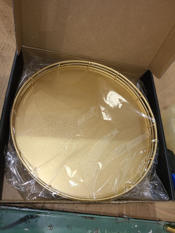 Photo 1 of 10" Gold Lazy Susan for Table Top, Oak Wood Lazy Susan Turntable Organizer for Dining Coffee Table Centerpiece Bar Decor Kitchen Countertop Bathroom Vanity Decorative Tray for Perfume Jewelry Round