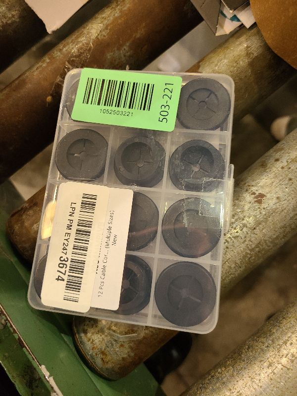 Photo 1 of 1 Inch Cable Grommet (25mm) – 12 Pcs Flexible Rubber Wire Hole Covers for Server Racks, Network Boxes, Thick Cable Management (Black)