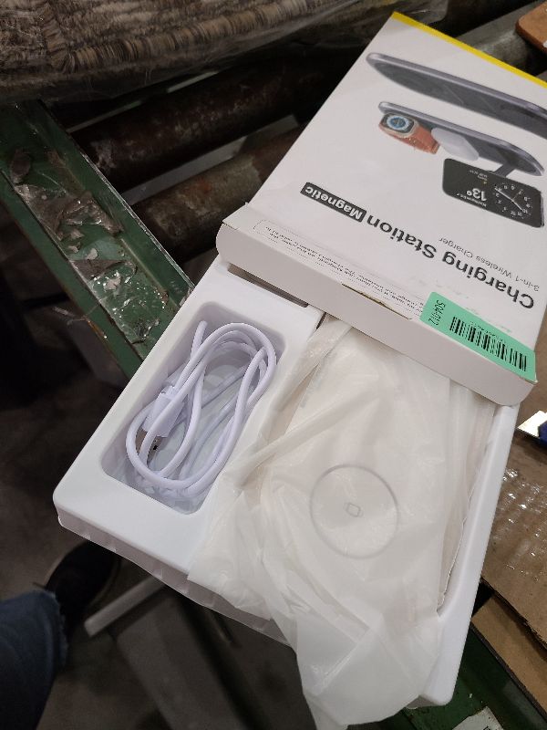 Photo 1 of 3 in 1 Fast Wireless Charger Stand for iPhone, Foldable Travel Charging Station for Magsafe for iPhone 17/Air/16/15/14/13/12 Series, Apple Watch Series, AirPods pro/2/3/4, Gifts for Women Men (Golden)