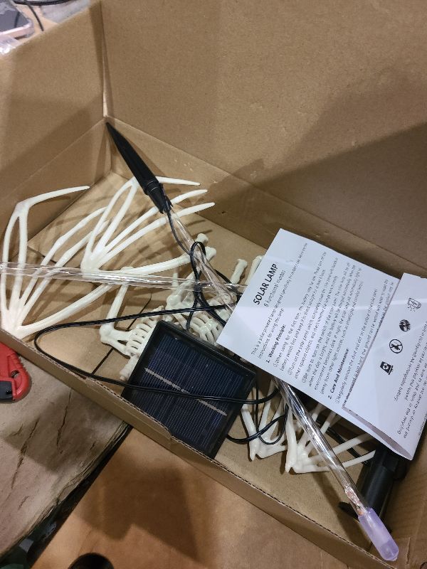 Photo 1 of 2PCS of Set Solar Garden Lights Outdoor for Halloween Decorations,3D RED Scary Bat Realistic Skeleton Decor for Halloween Party Decor,Solar Bats Path Lights for Lawn/Porch/Creepy Grave Décor