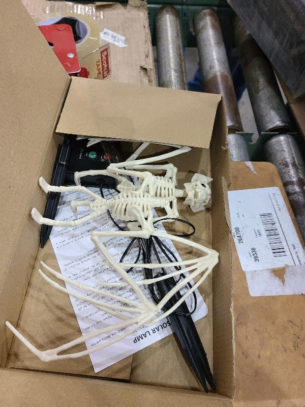 Photo 1 of 2PCS of Set Solar Garden Lights Outdoor for Halloween Decorations,3D RED Scary Bat Realistic Skeleton Decor for Halloween Party Decor,Solar Bats Path Lights for Lawn/Porch/Creepy Grave Décor