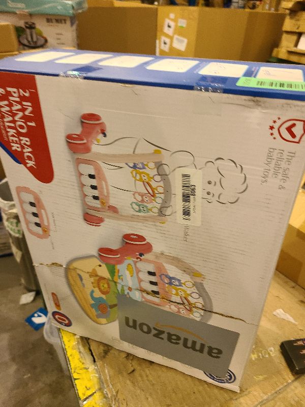 Photo 1 of 2 in 1 Baby Gym Play Mat with Walker, Kick and Play Piano Gym Activity for Boys Girls, Musical Activity Center Tummy Time Mat for 0-3-6-12-18 Months, Learning Walker Play Gym for Infant Girl Gift(RED)