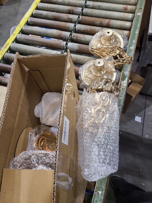 Photo 1 of 24in Metal Diamond Crystal Wedding Centerpiece Vases for Tables Set of 2, Gold Versatile Tall Flower Holders Centerpiece Flower Stands for Wedding Party Reception Dining Room Living Room Décor