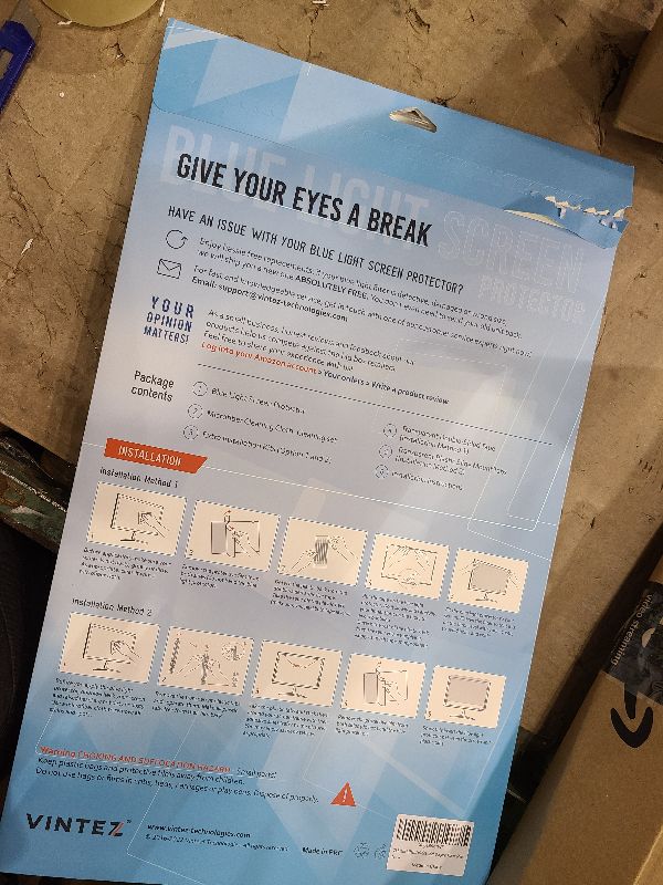 Photo 1 of 23.8 inch Blue Light Blocking Screen Protector Panel for 16:9 Widescreen Computer Monitor and Laptop - PC Anti-UV Eye Protection Filter Film - Anti-Scratch Diagonal Frame Shield [2 Pack]