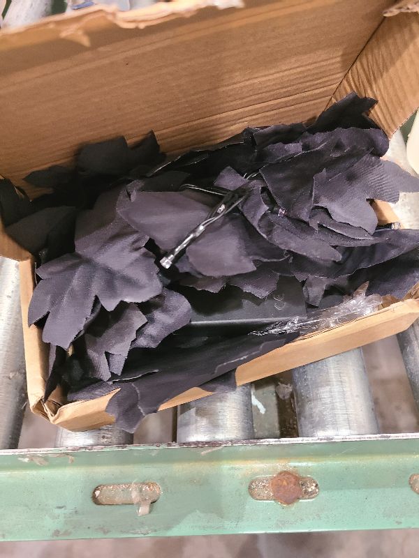 Photo 1 of 2 Pack Total 12 Ft Black Halloween Garland with Lights, Maple Leaf Garland String Lights, 60 LEDs Orange & Purple Lights Battery Operated for Table Fireplace Porch Halloween Decorations Indoor Outdoor