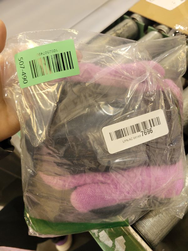 Photo 1 of 2 Pairs Kids Winter Mittens, Warm Thermal Thick Fleece Knitted Snow Gloves for Girls Boys 3-7 Years, Full Finger Gloves for Cold Weather (Purple+Black)