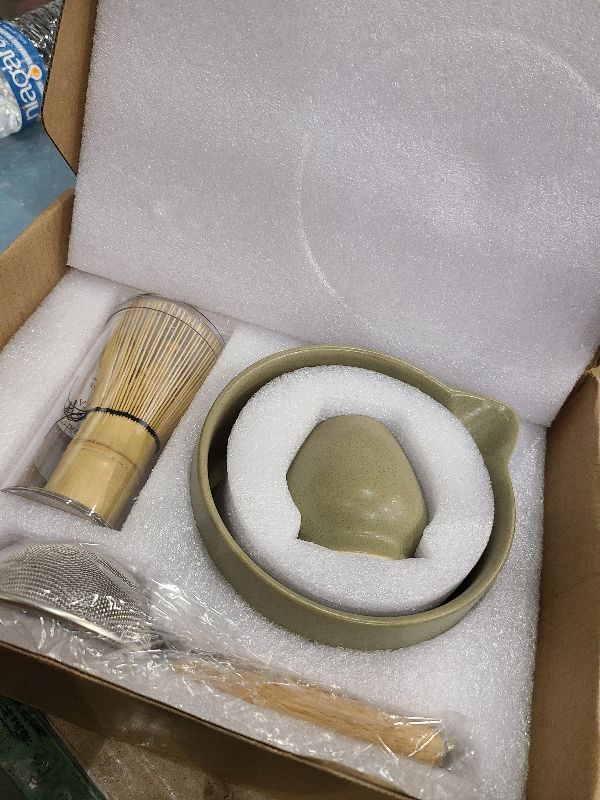 Photo 1 of 20OZ Matcha Whisk Set - 5PCS Japanese Tea Set Includes Matcha Bowl with Spout, Bamboo Whisk with Ceramic Holder, Bamboo Scoop and Sifter, Matcha Kit for Ceremony, Gift for Matcha Lovers (Matcha Green)