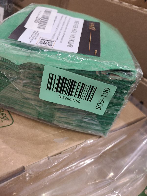 Photo 1 of 100 Pack Green Beverage Napkins, Big Party Pack, 2 Ply, Ideal for Wedding, Party, Birthday, Dinner, Lunch, Cocktails. (5” x 5”) by Amcrate