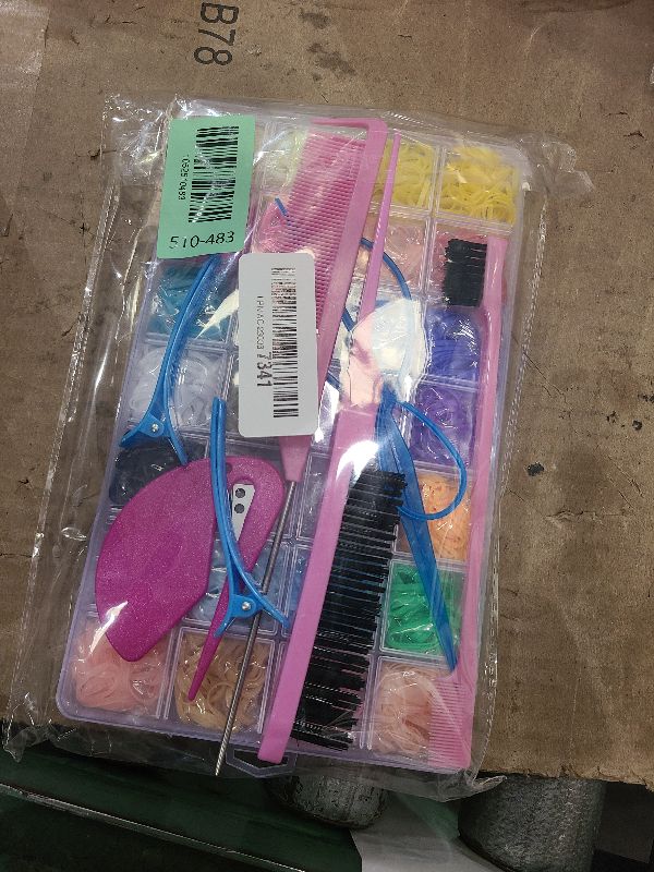 Photo 1 of 28 Colors Rubber Bands with 8 Hair Styling Tools, 1500 Pcs Colorful Elastic Ties Small Rubber Bands Baby Toddler Ties for Girls Hair Accessories Christmas Gifts