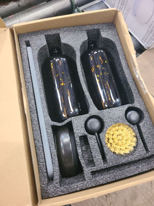 Photo 1 of [Luxury] Kitchen Soap Dispenser Set - 16OZ Amber Glass Bottle, Stainless Steel Pump, Instant Dry Tray, Waterproof Labels, Non-Slip Silicone Pad, and Dish Brush | Upgrade for Your Kitchen and Bathroom