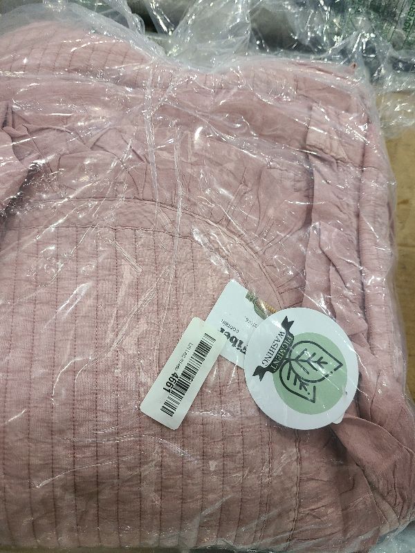 Photo 1 of 100% Cotton Frilled Bed Coverlet, Blanket – Twin Size Bed 63 x 83” - Pigment Washed Soft & Breathable Quilted Blankets for Bed and Couch – Lightweight Bed Coverlet for All Seasons (Indy Pink)