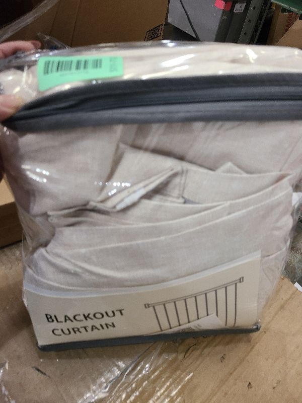 Photo 1 of 100% Blackout Shield Linen Blackout Curtains for Bedroom 84 Inches Long, Back Tab/Rod Pocket Living Room Drapes, Thermal Insulated Blackout Curtains 2 Panels Set, 50" W x 84" L, Cream