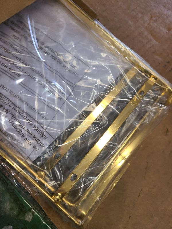 Photo 1 of 2-Tier Black and Gold Carbon Steel Bathroom Counter Organizer - Skincare Cosmetic Display Tray for Perfume, Makeup, Bathroom, and Vanity Storage - Modern Countertop Organizer and Vanity Decor