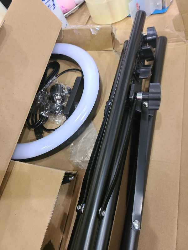 Photo 1 of 10.3" RGB Ring Light with Tripod and Phone Holder, LED Selfie Ring Light with Tablet Holder, Circle Lights with Stand, 12 Dimming Levels, 32 Color Modes Ringlight for TikTok/Live Stream/Makeup/YouTube