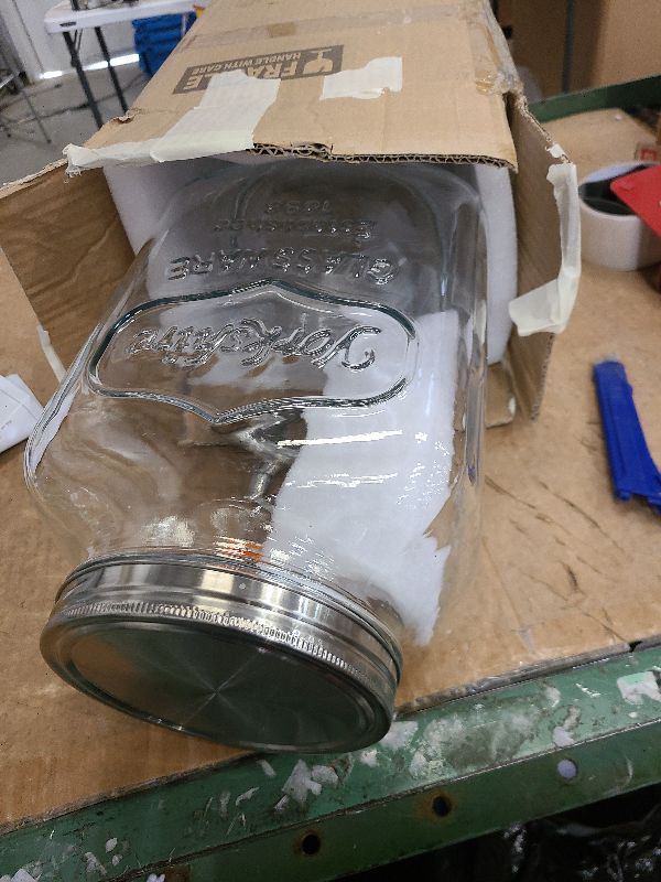 Photo 1 of 2 Gallon Glass Beverage Dispenser, 18/8 Stainless Steel Spigot and Lid - Glass Drink Dispensers for Parties - Mason Jar Drink Dispensers with Lids - Laundry Detergent Holder