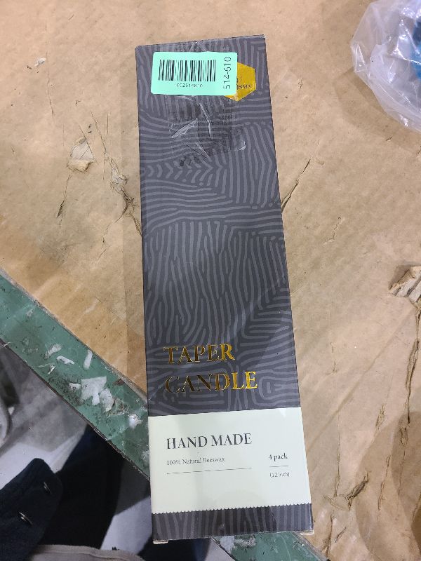 Photo 1 of 12 inch Organic Beeswax Taper Candles 4 Pack - Dripless Candle, Natural Beeswax Candle, 9+ Hours Long Burning Time -Off White