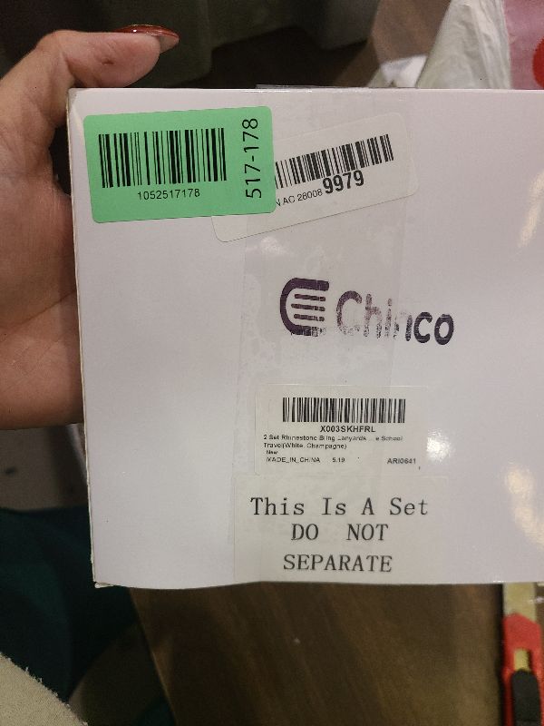 Photo 1 of 2 Set Rhinestone Bling Lanyards for ID Badges Holder Crystal ID Card Holder Retractable Lanyard with Metal Clasp Key Ring for Women Office School Travel(White, Champagne)