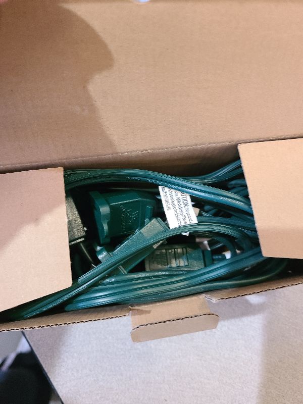 Photo 1 of 2 Pack 6FT 2 Prong 1 to 3 Way Extension Cord Splitter, Indoor Outdoor Green Power Cable Male/Female Outlet 18AWG 8A/120V/960W for Halloween Christmas Decorations Lights, Computer, TV, Speakers