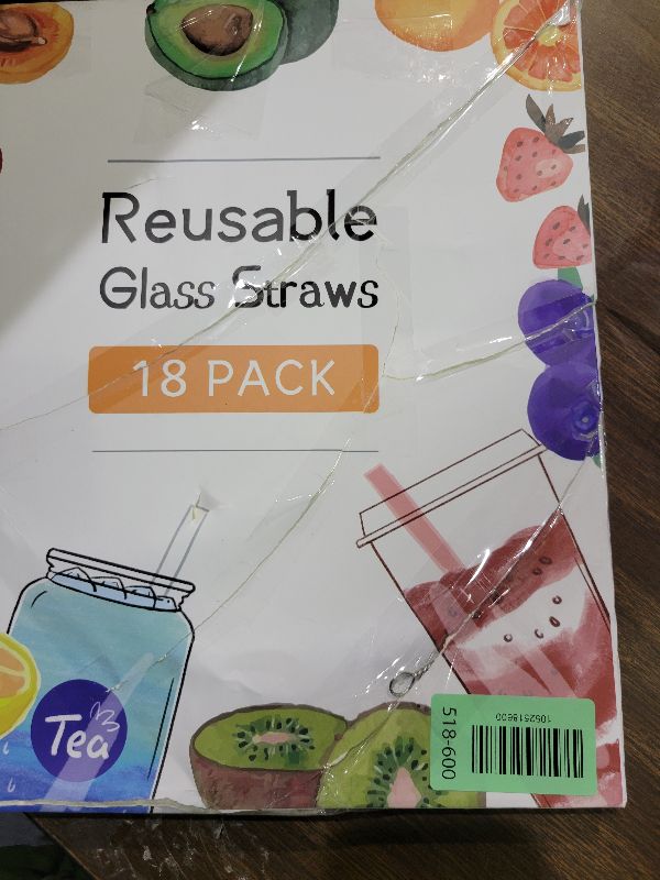 Photo 1 of [22 Pcs] Reusable Glass Straws Shatter Resistant - Size 12"x8mm,9"x8mm,6"x8mm Including 9 Straight and 9 Bent Clear Glass Straws with 4 Cleaning Brush for 20 30 40 oz Tumblers,Cocktail,Coffee,Juice