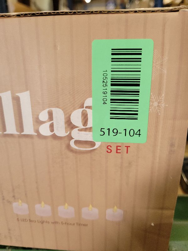 Photo 3 of Mark Feldstein & Associates Silver Rooftopped Village with Trees, White Porcelain LED Holiday Figurines, 16 Piece Set, 11 Inch