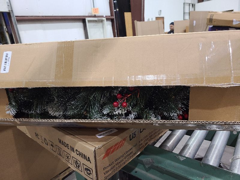 Photo 1 of 2 Pack 4FT Snowy Artificial Potted Christmas Entrance Tree -3 Mode Timer 80 Warm White&Multi Color Change Light 12 Mode Remote 15 Pinecone 105 Red Berries Battery Powered Fraser-Look Fir Outdoor Porch