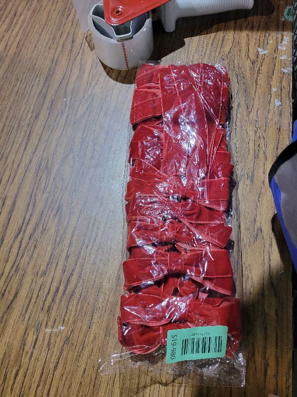 Photo 1 of 12Pcs Red Velvet Ribbon Bows Christmas Tree Decorations,5in x 10in Xmas Ornaments for Tree Home Party Front Door Wreath Holiday Decor