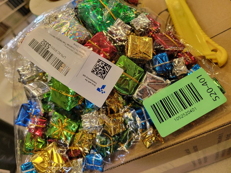 Photo 1 of 100 PCS Christmas Shiny Mini Boxes Ornaments, 4 Size Assorted Colors Metallic Foil Wrapped Ornaments Decoration Boxes for Christmas Tree Hanging Decorations (100PCS-Mixed)