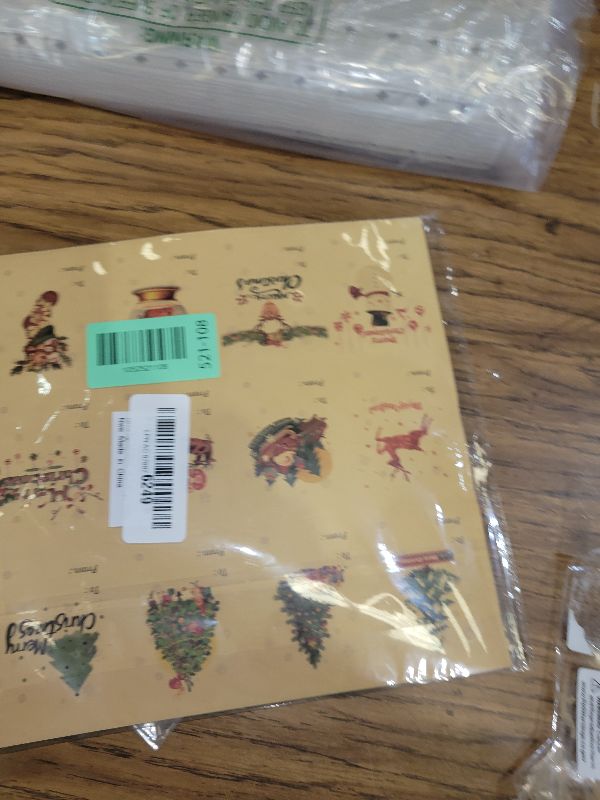 Photo 1 of 120 Pcs Tags, Self Adhesive Gift Tag Stickers, Holiday Labels for Presents, Santa, Snowman, Tree, Reindeer, 2 x 3 Inch, Kraft Paper Stickers
