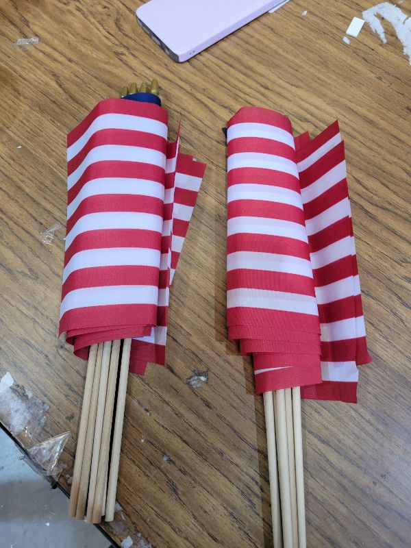 Photo 1 of 12 Pcs 8x12 Inch American Flags For Outside/ US Stick Flags with Kid-Safe Spear Top, Handheld Flag or Ground-insertable, Perfect for Memorial Day Decorations,Independence Day ,4th of July Outdoor Decor Yard Patio Flags