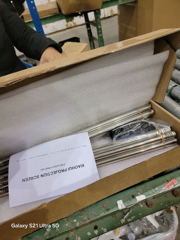 Photo 1 of 100-Inch Portable Projector Screen, XIAOHUI 16:9 Aspect Ratio, Non-Perforated Anti-Light, Easy Install,100% Polyester Professional Projector Screen Pull Down