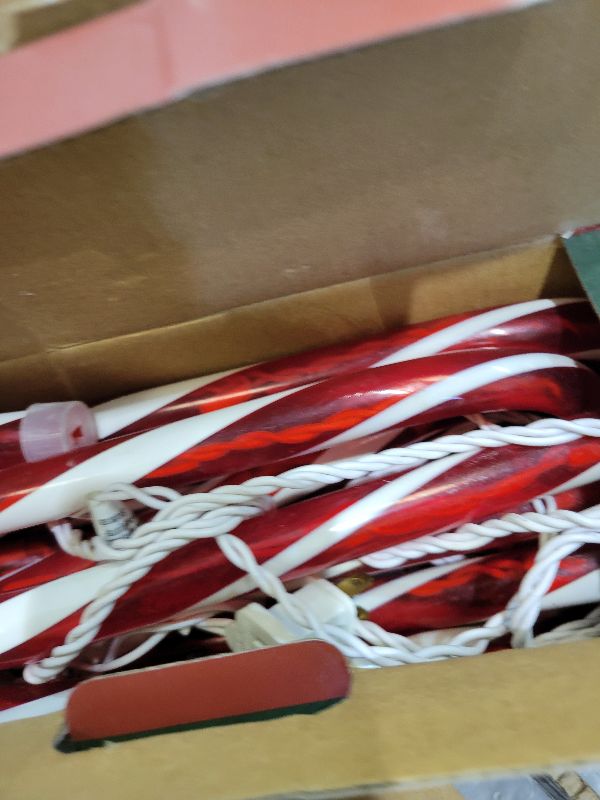 Photo 1 of 10" Christmas Candy Cane Lights (10PCS) for Landscape Decoration,Red & White Pathway Makers Lights (Include Stakes)