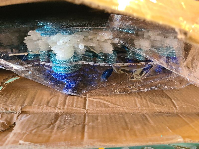 Photo 1 of 24 Pcs 15.8'' Large Snowflake Decorations – Giant Hanging Snowflakes, Plastic Snowflakes for Indoor & Outdoor Christmas Decor, Porch & Tree Decorations (White, Blue, Dark Blue)