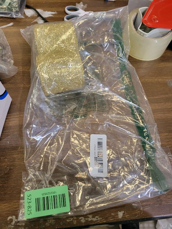 Photo 1 of 2 Rolls 20 Yards Christmas Ribbon Metallic Glitter Ribbon Wired Edge Decorative Fabric Ribbons for Party Wrapping Home Decorations Wedding Birthday DIY Crafts 2.5 Inch (Gold)