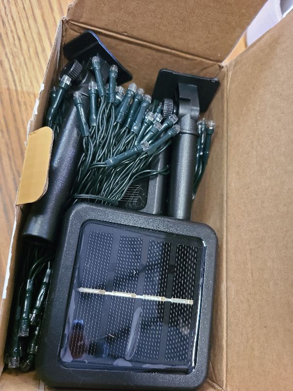 Photo 1 of 2 Pack 200 LED Solar String Lights for Outside, Solar Christmas Lights Outdoor with 8 Lighting Modes, Waterproof Green Wire Solar Powered Tree Light for Xmas Party Yard Garden Decorations (Cool White)