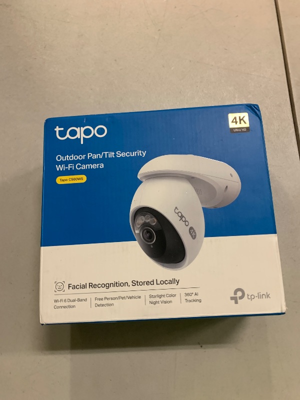 Photo 1 of Tapo 4K 8MP Wired Pan/Tilt Outdoor Security Camera, Free Person/Vehicle Detect & 360° View, Color Night, Local AI, SD/Cloud Storage, Works w/Alexa & Google Assistant, 2.4 GHz WiFi C560WS