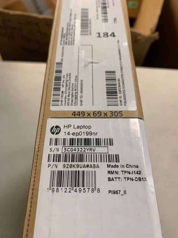Photo 1 of HP 14 inch Laptop, FHD Display, 13th Generation Intel Core i7-1355U, 16 GB RAM, 512 GB SSD, Intel Iris Xe Graphics, Windows 11 Home, 14-ep0199nr (2024)