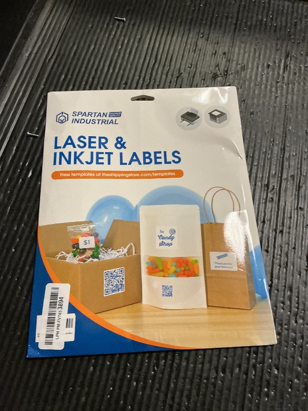 Photo 1 of 2 1/2" X 2 1/2" Square Printable Labels Compatible with Inkjet and Laser Printers - 30 Sheets, 360 Matte White Paper Stickers for QR Codes, Barcodes, Logo Designs - Spartan Industrial Template S003