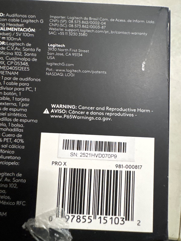 Photo 1 of **INCOMPLETE** Logitech G Pro X Wired Gaming Headset: Blue VO!CE Detachable Boom Mic, DTS 7.1, 50 mm Drivers, USB/3.5mm Aux, Spare Memory Foam Ear Pads, USB DAC & Bag Included - Black